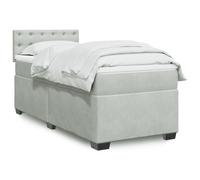 vidaXL Cama box spring con colchón terciopelo gris claro 100x200 cm