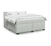 vidaXL Cama box spring con colchón terciopelo gris claro 180x200 cm