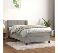 Cama con somier y colchón de la marca vidaXL, color gris claro, 80x200 cm, tapizada en terciopelo