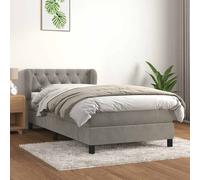 vidaXL Cama box spring con colchón terciopelo 80x200 cm Multicolor Gris claro