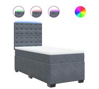 vidaXL Cama box spring con colchón terciopelo gris oscuro 100x200 cm