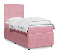 Cama con somier y colchón rosa de vidaXL, 100x200 cm, tapizada en terciopelo