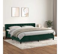 vidaXL Cama box spring con colchón terciopelo verde oscuro 200x200 cm