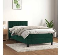 vidaXL Cama box spring con colchón terciopelo verde oscuro 80x200 cm