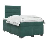 vidaXL Cama Box Spring con colchón Verde Oscuro 120 x 200 cm