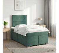 vidaXL Cama Box Spring con colchón Verde Oscuro 120 x 200 cm