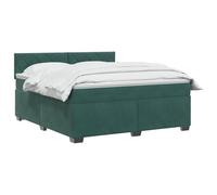 vidaXL Cama Box Spring con colchón Verde Oscuro 140 x 190 cm