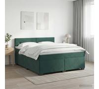 vidaXL Cama Box Spring con colchón Verde Oscuro 140 x 190 cm