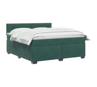 vidaXL Cama Box Spring con colchón Verde Oscuro 140 x 190 cm