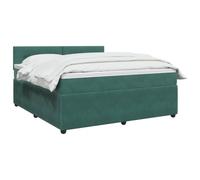 vidaXL Cama Box Spring con colchón Verde Oscuro 140 x 190 cm, Cama de Box Spring Moderna, cabecera Ajustable cómoda, tapizada en Terciopelo, Mueble Elegante Que Ahorra Espacio