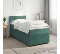 vidaXL Cama box spring con colchón Verde oscuro 90 x 200 cm Terciopelo