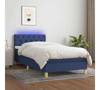 vidaXL Cama box spring con colchón y LED tela azul 80x200 cm