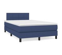 Cama con somier y colchón, con iluminación LED azul, 120x190 cm, tapizada en tela