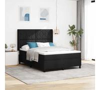 Cama con somier y base LED, con cabecero, color negro, 160 x 200 cm, tapizada en tela