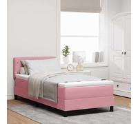 vidaXL Cama Box Spring LED con colchón Rosa 90 x 190 cm Terciopelo