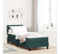 vidaXL Cama Box Spring LED Verde oscuro 80 x 200 cm Terciopelo