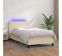 vidaXL Cama box spring y colchón LED cuero sintético crema 80x200 cm