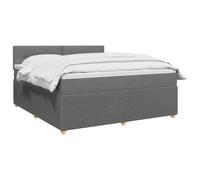vidaXL Cama boxspring con colchón gris oscuro 140 x 190 cm Tela, Habitación Tendencia, Cama Box Spring Moderna, Cabeza ajustable, Marco acolchado, Solución de colchón medio granja