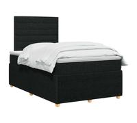 vidaXL Cama boxspring con colchón negro 120 x 190 cm Tela, Habitación moderna, cama tapizada, cabecera ajustable, muebles prácticos, colchones de muelles, Base de lamas cómoda