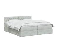 vidaXL Cama con Almacenamiento con cabecera 2 pcs Gris Claro, Cama Moderna, soluciones de Almacenamiento, diseño Funcional, decoración Urbana y cómodo para Dormir