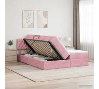 vidaXL Cama con almacenamiento con cabecera 2 uds. Rosa