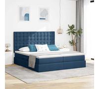 vidaXL Cama con almacenamiento con cabecera Azul 180 x 200 cm Tela
