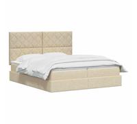vidaXL Cama con Almacenamiento con cabecera Crema 180 x 200 cm Tela