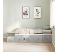 vidaXL Cama con almacenamiento con estante Gris Concreto 75 cm