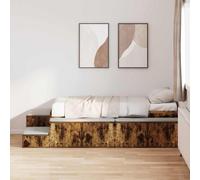 vidaXL Cama con almacenamiento con estante Roble ahumado 75 cm