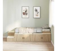 vidaXL Cama con almacenamiento Roble Sonoma 75 cm Madera de ingeniería
