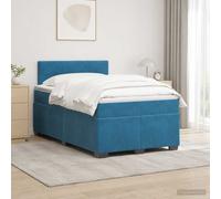 vidaXL Cama con Base Tapizada, Colchón y Luz LED Azul 120 x 190 cm