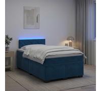 vidaXL Cama con Base Tapizada, Colchón y Luz LED Azul 120 x 200 cm
