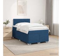 vidaXL Cama con Base Tapizada, Colchón y Luz LED Azul 120 x 200 cm