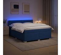 vidaXL Cama con Base Tapizada, Colchón y Luz LED Azul 140 x 190 cm