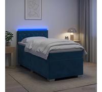 vidaXL Cama con Base Tapizada, Colchón y Luz LED Azul 90 x 190 cm
