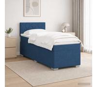 vidaXL Cama con Base Tapizada, Colchón y Luz LED Azul 90 x 200 cm Tela