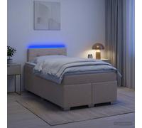 vidaXL Cama con Base Tapizada, Colchón y Luz LED Crema 120 x 200 cm