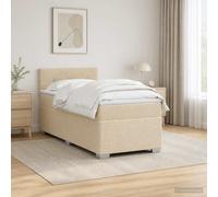 vidaXL Cama con Base Tapizada, Colchón y Luz LED Crema 80 x 200 cm