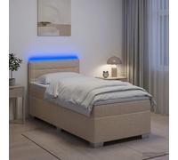 vidaXL Cama con Base Tapizada, Colchón y Luz LED Crema 80 x 200 cm