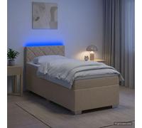 vidaXL Cama con Base Tapizada, Colchón y Luz LED Crema 80 x 200 cm