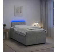 vidaXL Cama con Base Tapizada, Colchón y Luz LED Gris Claro