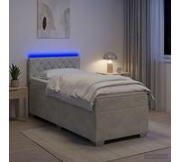vidaXL Cama con Base Tapizada, Colchón y Luz LED Gris Claro