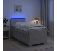 vidaXL Cama con Base Tapizada, Colchón y Luz LED Gris Claro