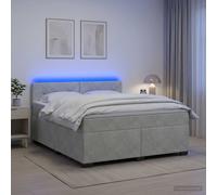 vidaXL Cama con Base Tapizada, Colchón y Luz LED Gris Claro