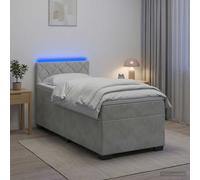 vidaXL Cama con Base Tapizada, Colchón y Luz LED Gris Claro