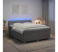 vidaXL Cama con Base Tapizada, Colchón y Luz LED Gris Claro Tela