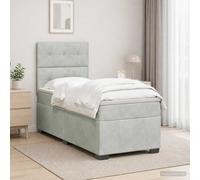 vidaXL Cama con Base Tapizada, Colchón y Luz LED Gris Claro Terciopelo