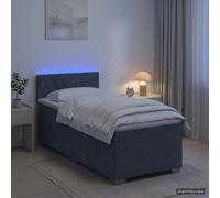 vidaXL Cama con Base Tapizada, Colchón y Luz LED Gris oscuro