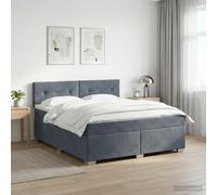 vidaXL Cama con Base Tapizada, Colchón y Luz LED Gris oscuro