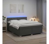 vidaXL Cama con Base Tapizada, Colchón y Luz LED Gris oscuro Tela